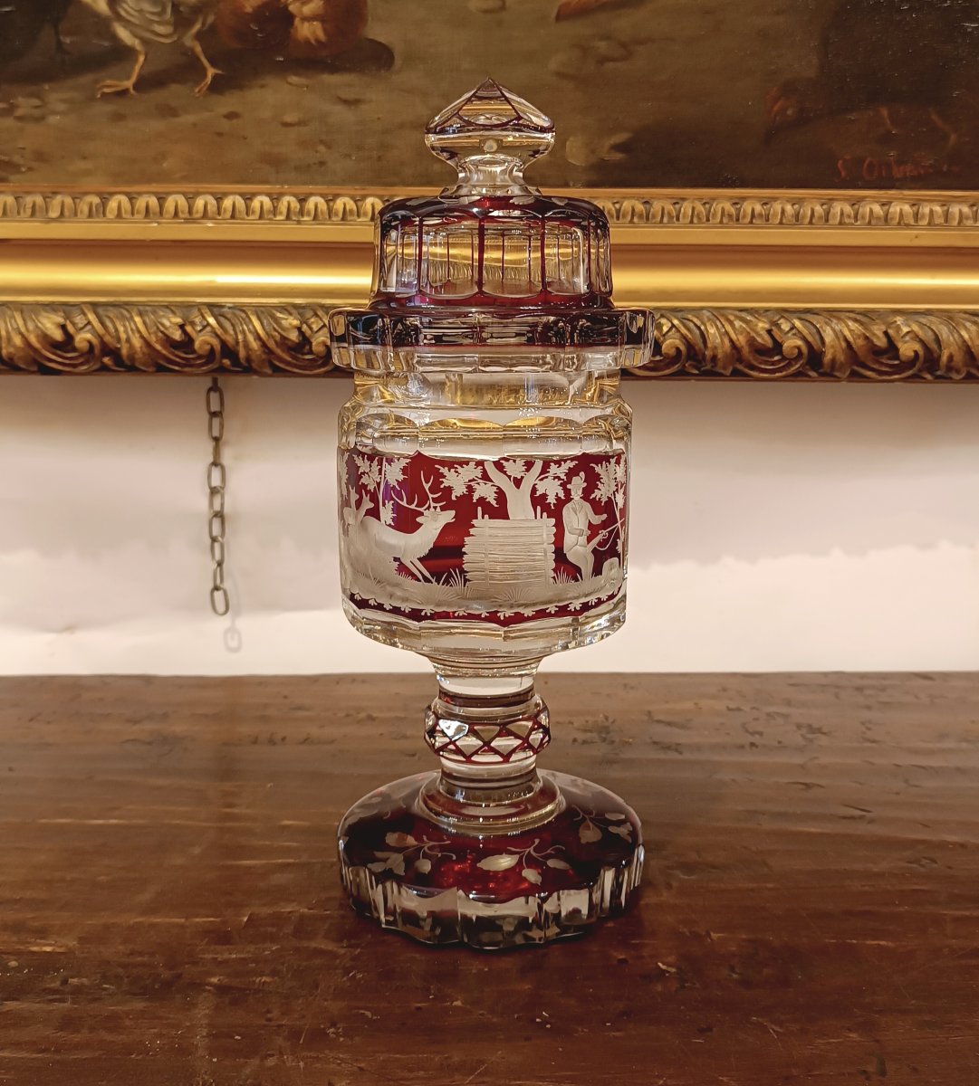 Mid-19th Century Deckelpokal Vase, Engraved-photo-2