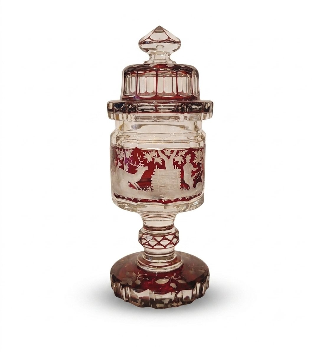 Mid-19th Century Deckelpokal Vase, Engraved