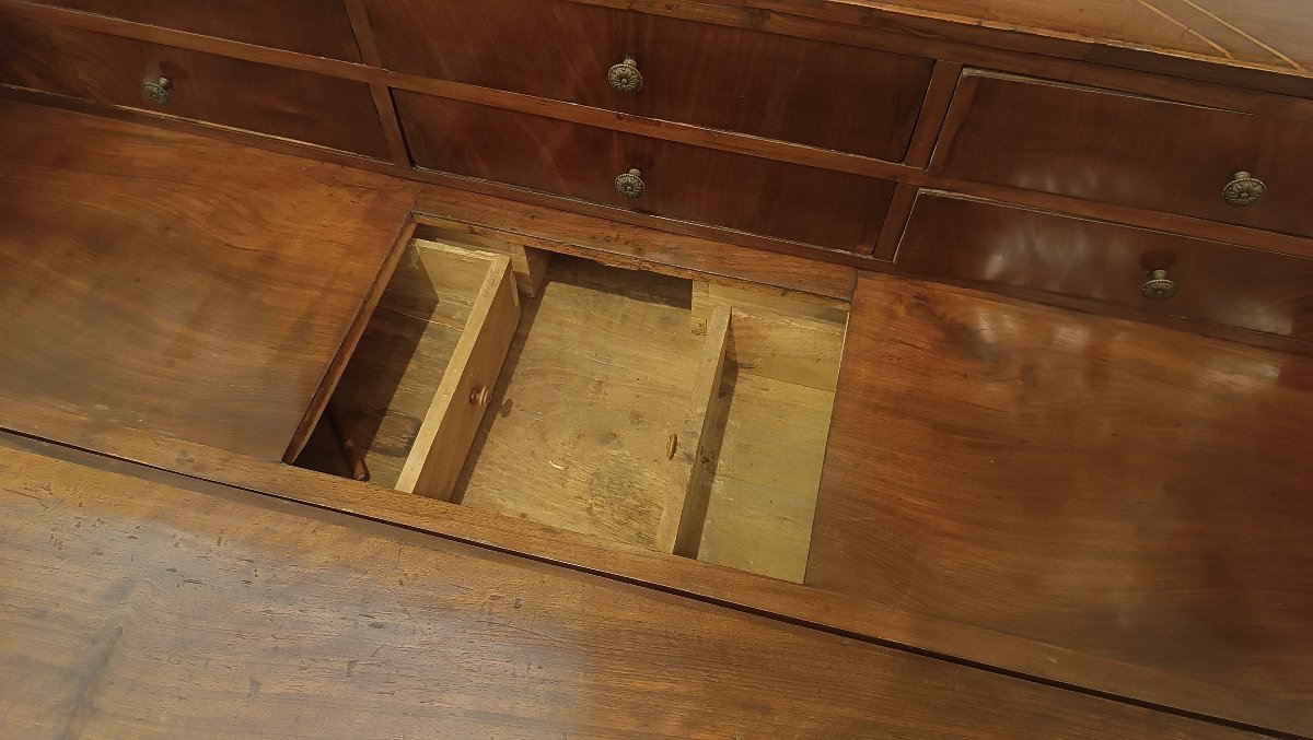 COMMODE À ABATTANT EN NOYER MARQUETÉ FIN 17ème SIÈCLE-photo-4