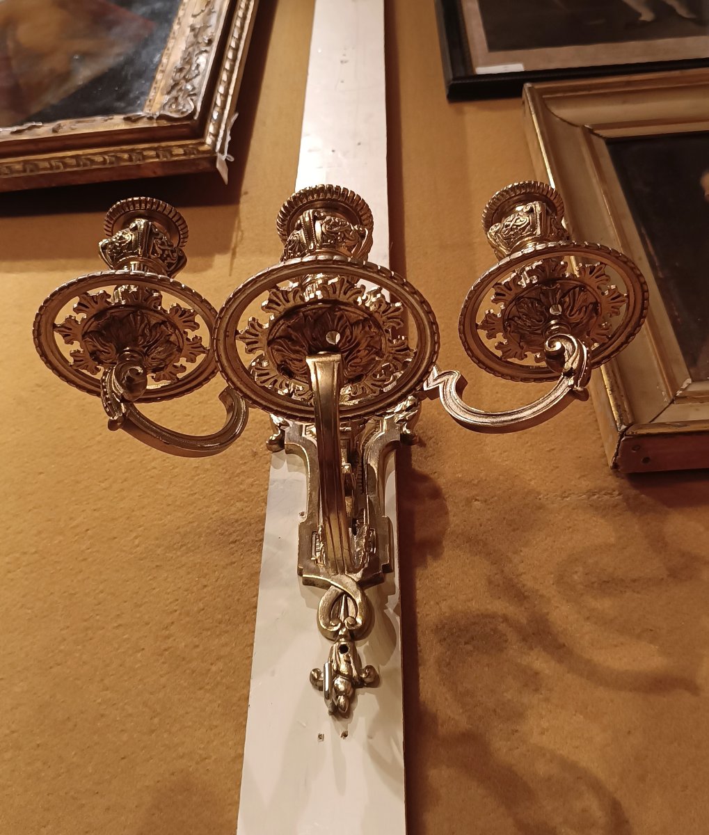 PAIRE D'APPLIQUES EN BRONZE PREMIÈRE MOITIÉ DU 19ème SIÈCLE-photo-4