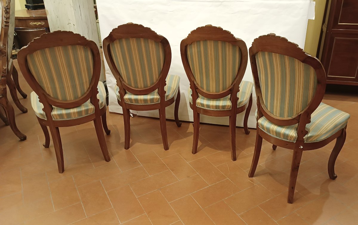 QUATRE CHAISES EN NOYER DE STYLE LOUIS-PHILIPPE MILIEU DU 19ème SIÈCLE-photo-5