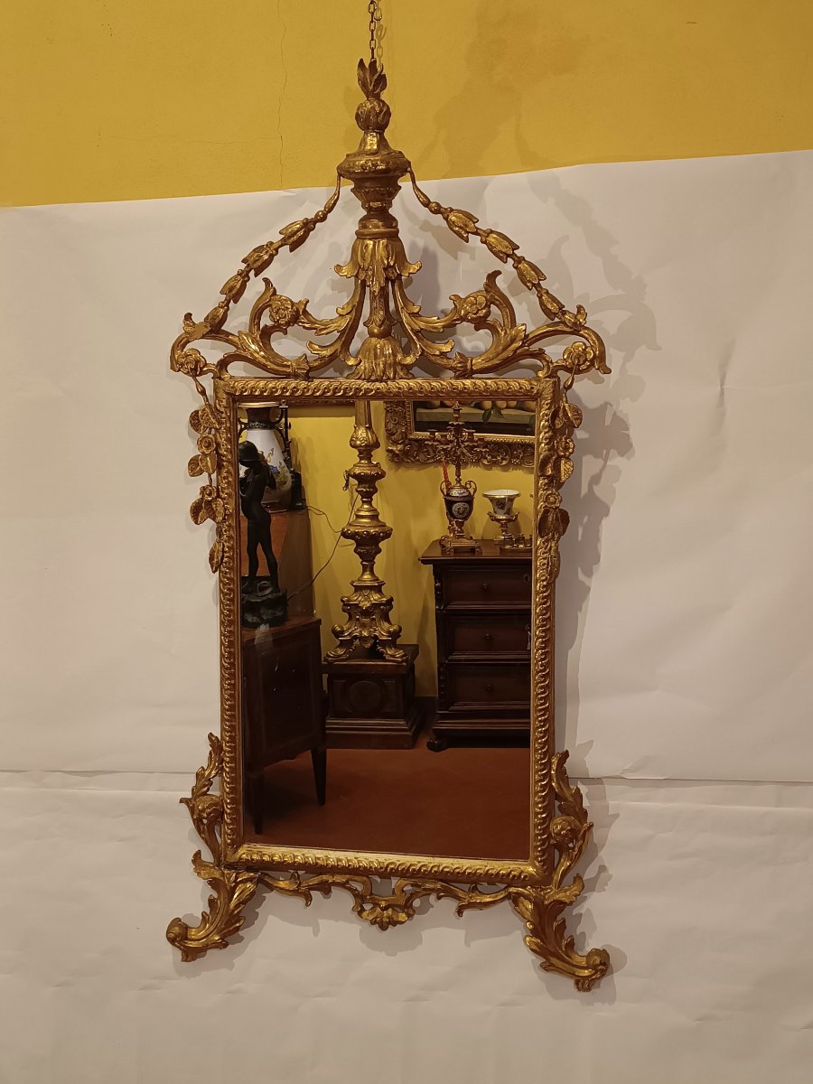 MIROIR DORÉ NÉOCLASSIQUE SECONDE MOITIÉ DU 18ème SIÈCLE-photo-2