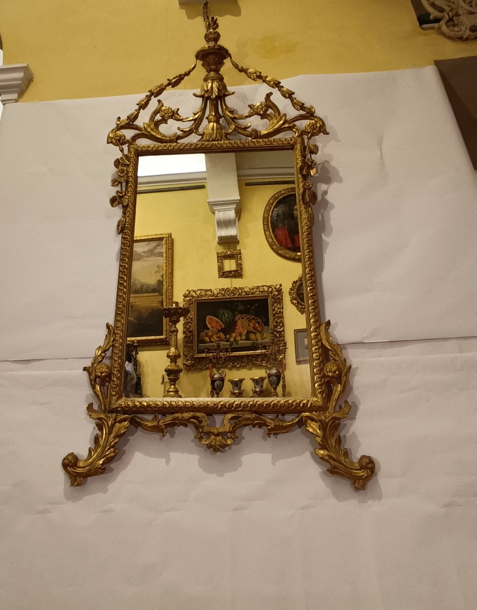 MIROIR DORÉ NÉOCLASSIQUE SECONDE MOITIÉ DU 18ème SIÈCLE-photo-3
