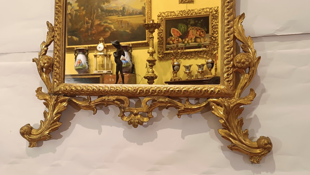 MIROIR DORÉ NÉOCLASSIQUE SECONDE MOITIÉ DU 18ème SIÈCLE-photo-2