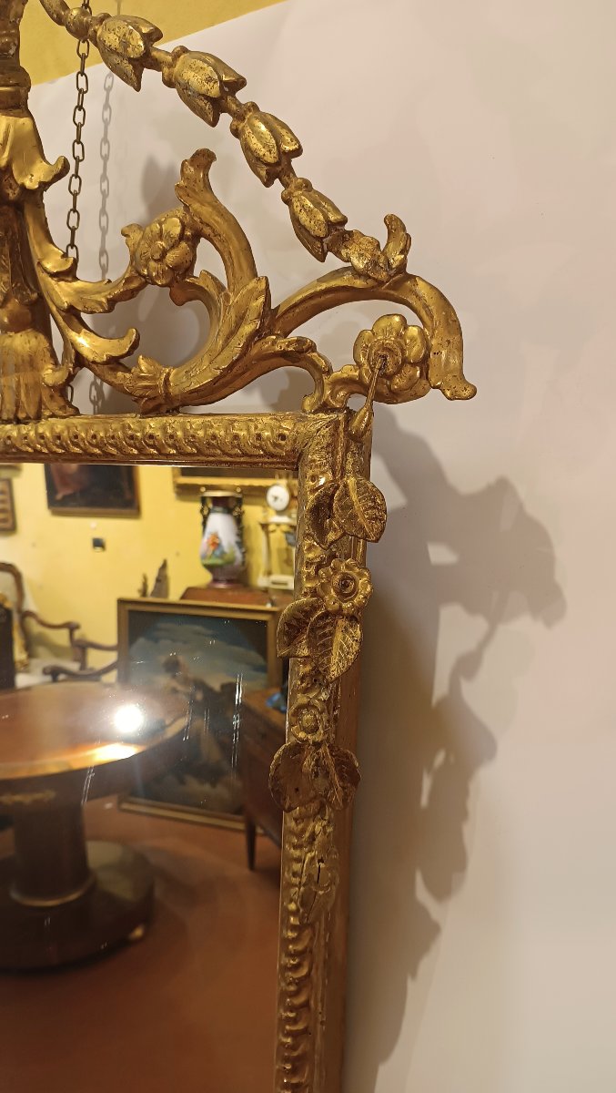 MIROIR DORÉ NÉOCLASSIQUE SECONDE MOITIÉ DU 18ème SIÈCLE-photo-3