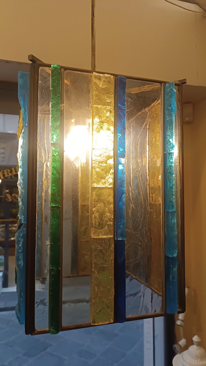 1960s Multicolor Glass Chandelier By Polloni-photo-4