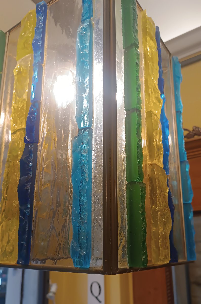 1960s Multicolor Glass Chandelier By Polloni-photo-6