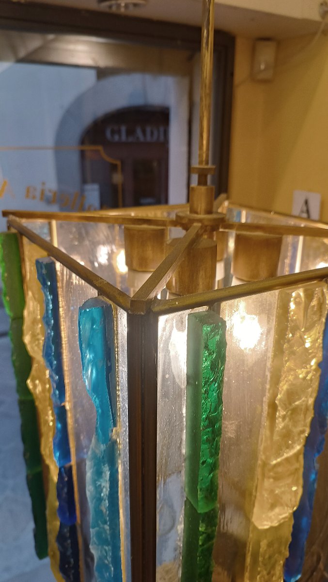 1960s Multicolor Glass Chandelier By Polloni-photo-7