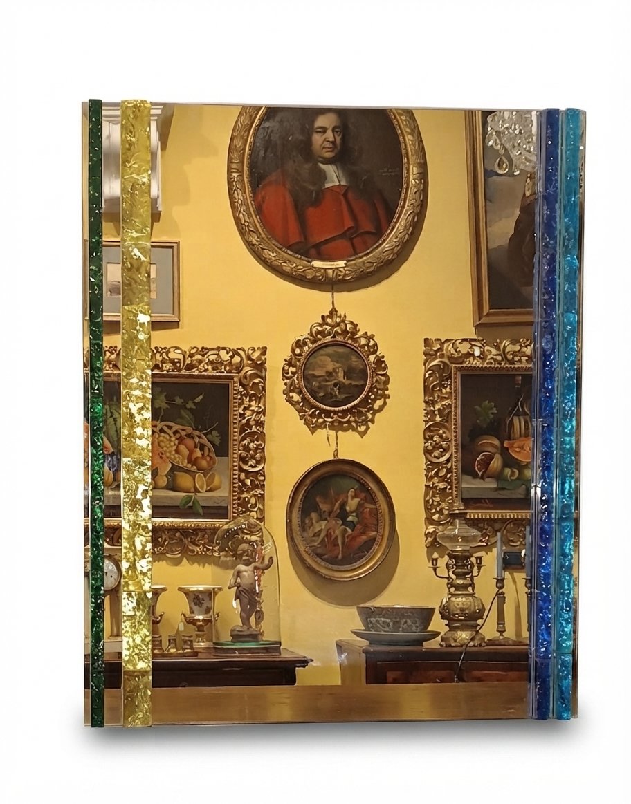 1960s Polloni Stained Glass Mirror