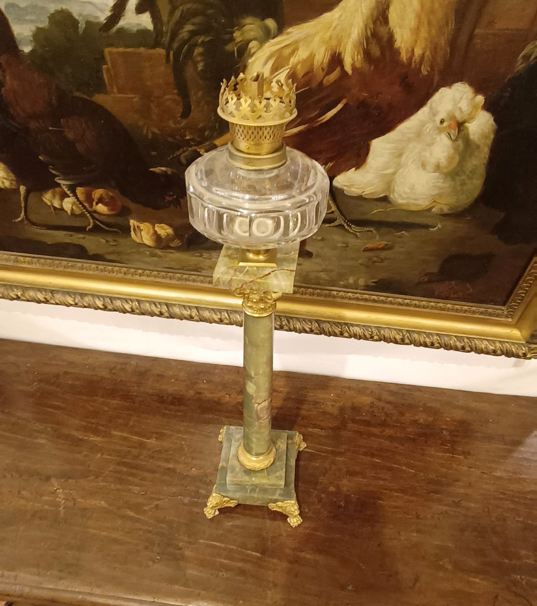 LAMPE À HUILE EN ONYX ET BRONZE DORÉ FIN DU 19ème SIÈCLE-photo-5