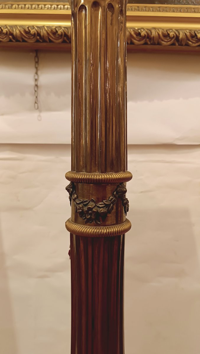 PAIRE DE COLONNES EN BOIS ET TOLLA DORÉE FIN DU 19ème SIÈCLE-photo-1