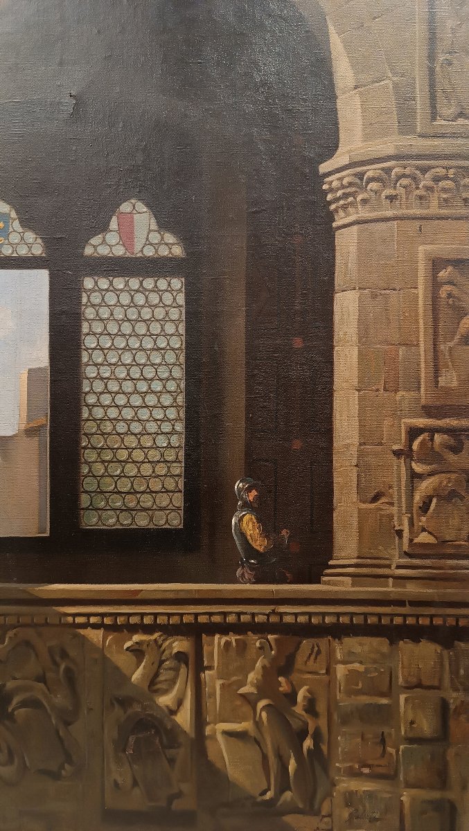 Mid-19th Century Painting Of The Interior Of The Bargello In Florence-photo-4