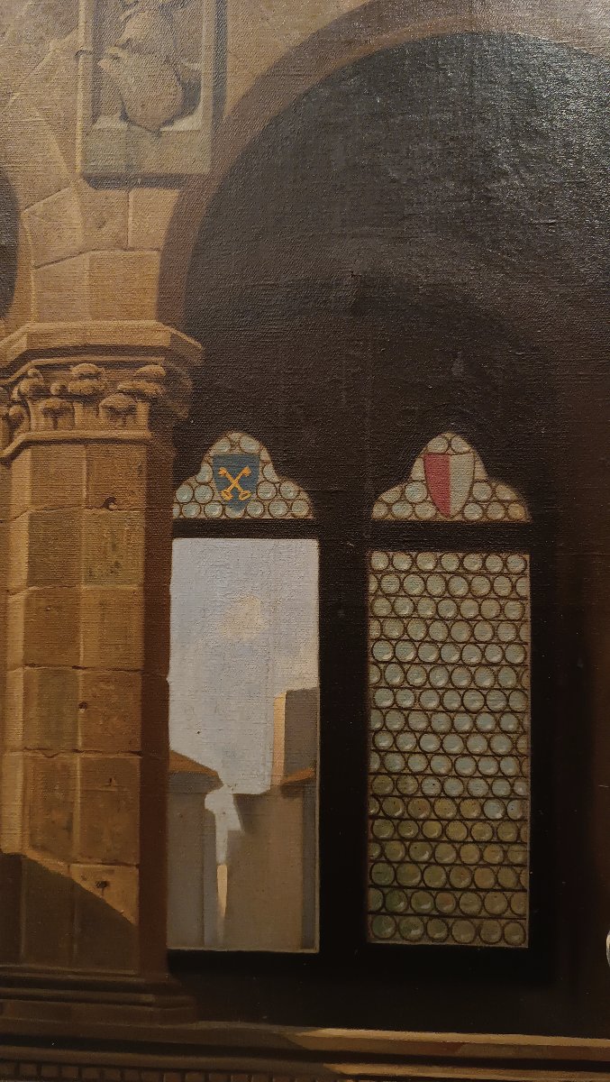 Mid-19th Century Painting Of The Interior Of The Bargello In Florence-photo-1