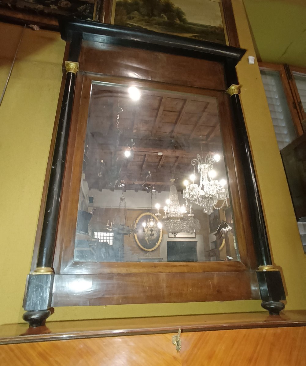 GRAND MIROIR EMPIRE AVEC COLONNES DÉBUT DU 19ème SIÈCLE-photo-1