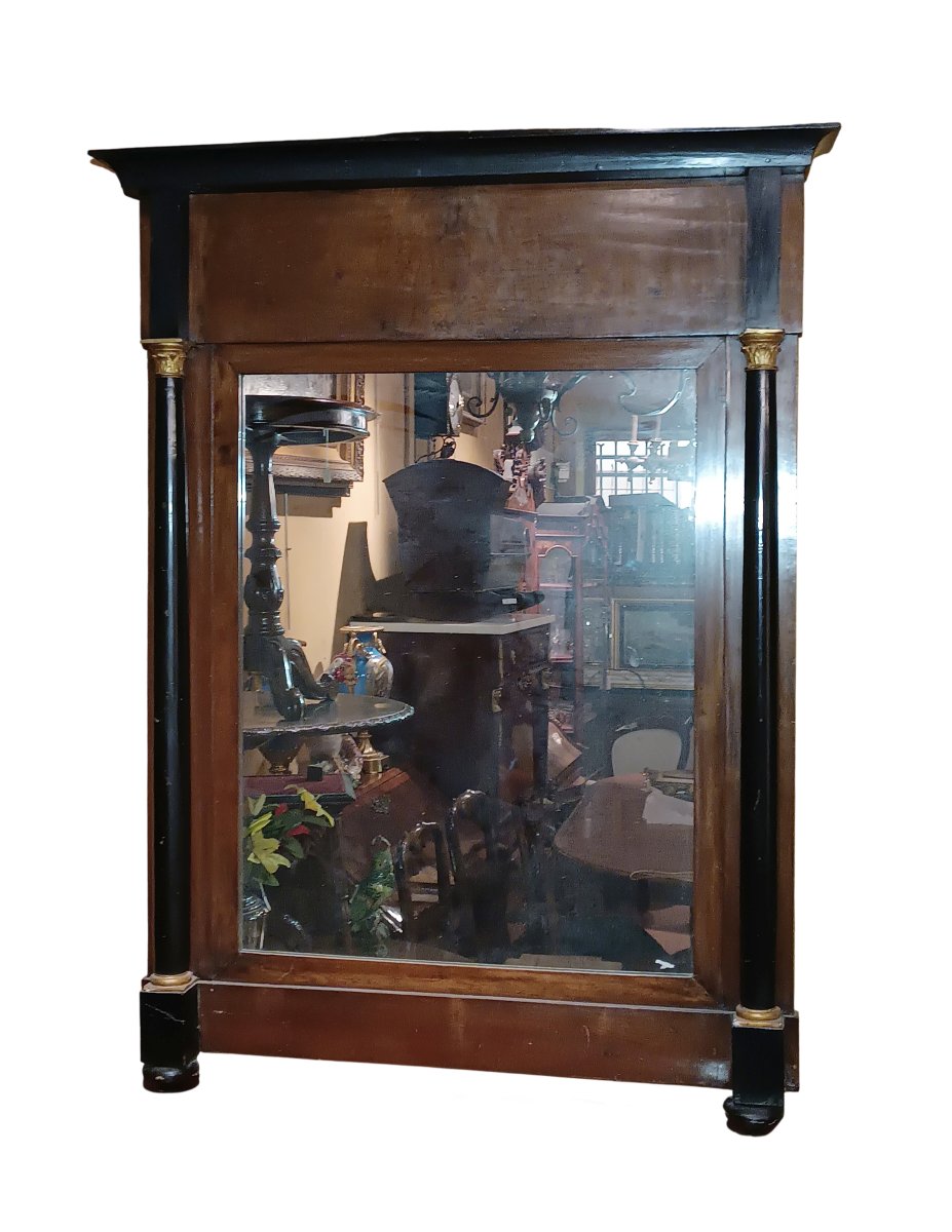 GRAND MIROIR EMPIRE AVEC COLONNES DÉBUT DU 19ème SIÈCLE
