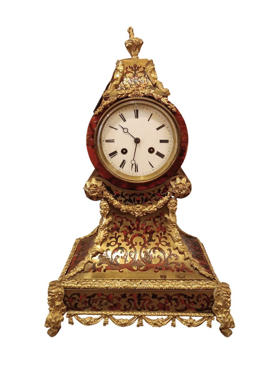 PENDULE MARQUETÉE BOULLE MILIEU DU 19ème SIÈCLE