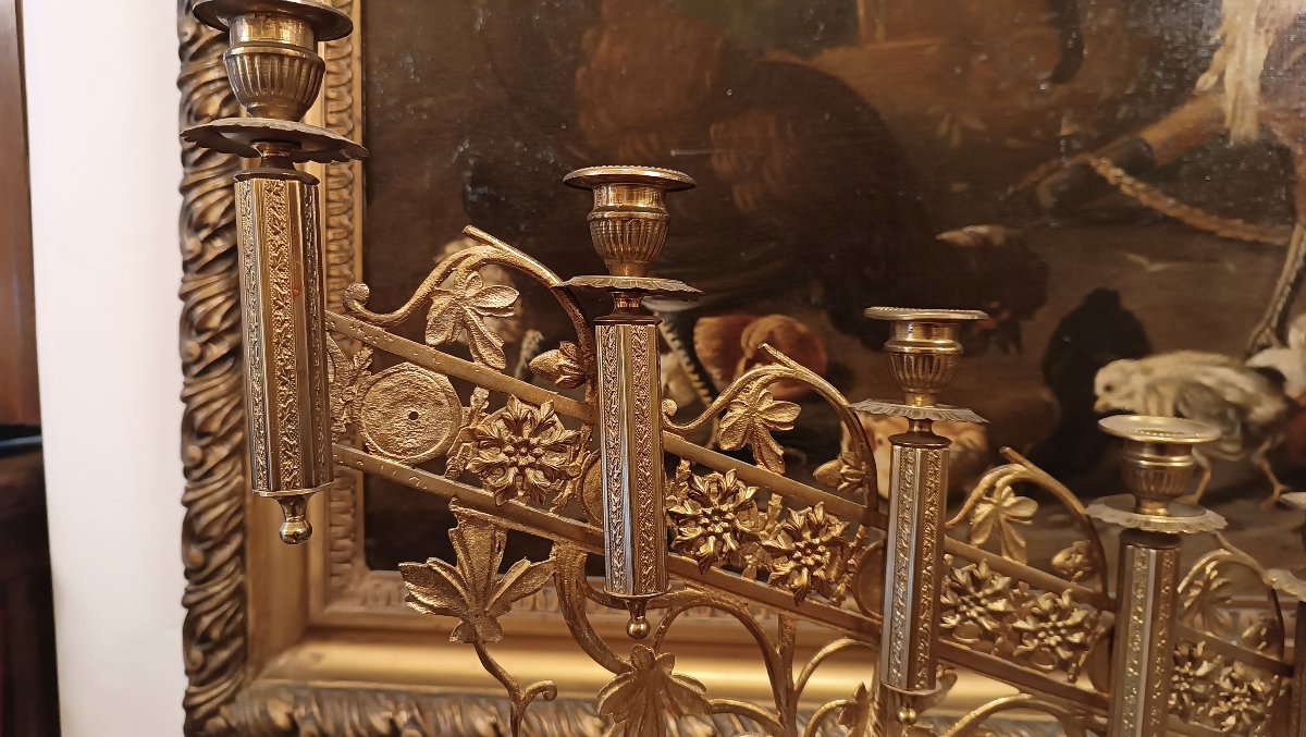 PAIRE DE CANDÉLABRES DORÉS DU MILIEU DU 19ème SIÈCLE-photo-4