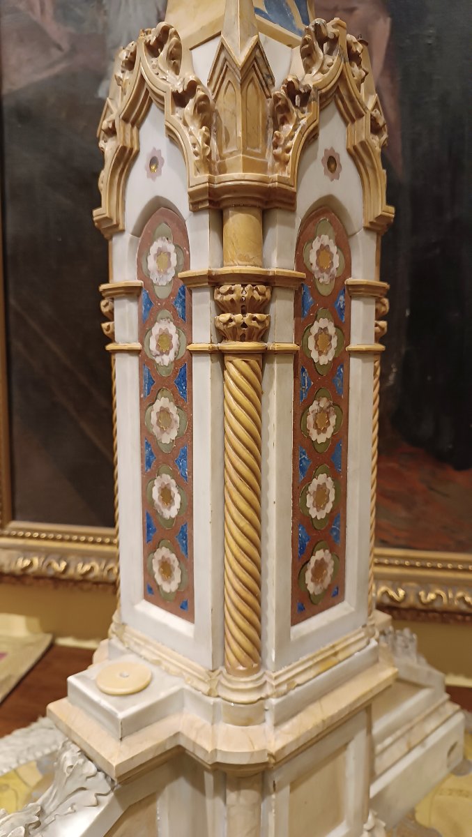 Mid-19th Century Marble And Semi-precious Stone Crucifix-photo-1