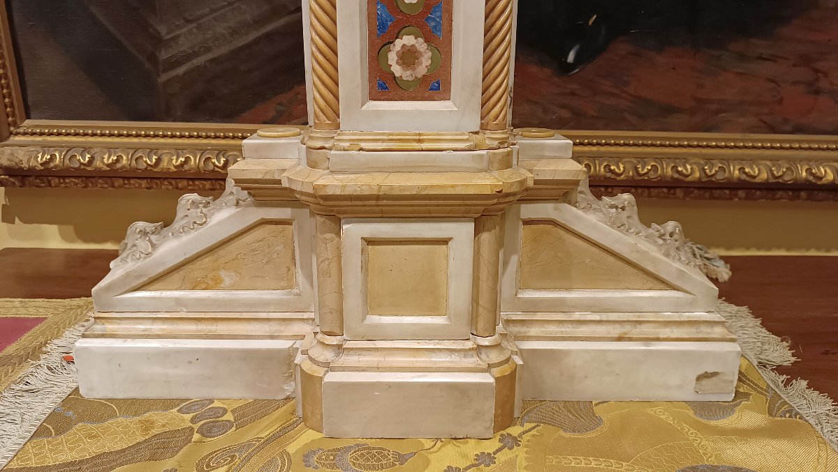 Mid-19th Century Marble And Semi-precious Stone Crucifix-photo-2
