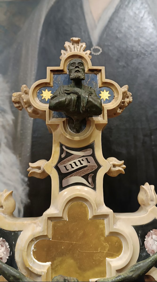 Mid-19th Century Marble And Semi-precious Stone Crucifix-photo-5