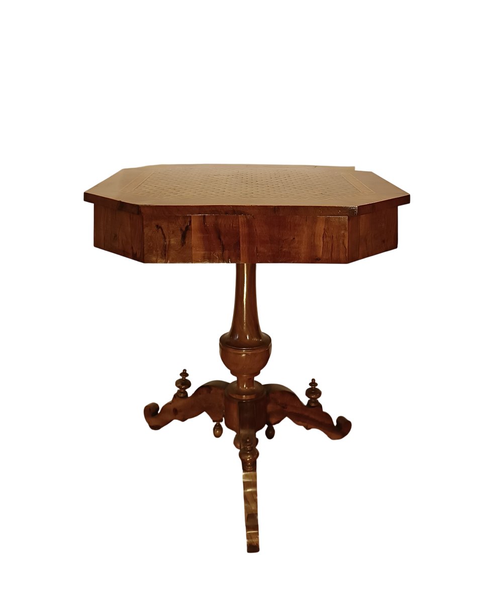  Mid-19th Century Octagonal Coffee Table With Geometric Inlays