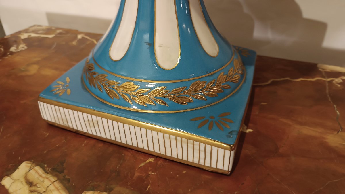 VASE EN PORCELAINE BLEUE SECONDE MOITIÉ DU 19ème SIÈCLE-photo-3
