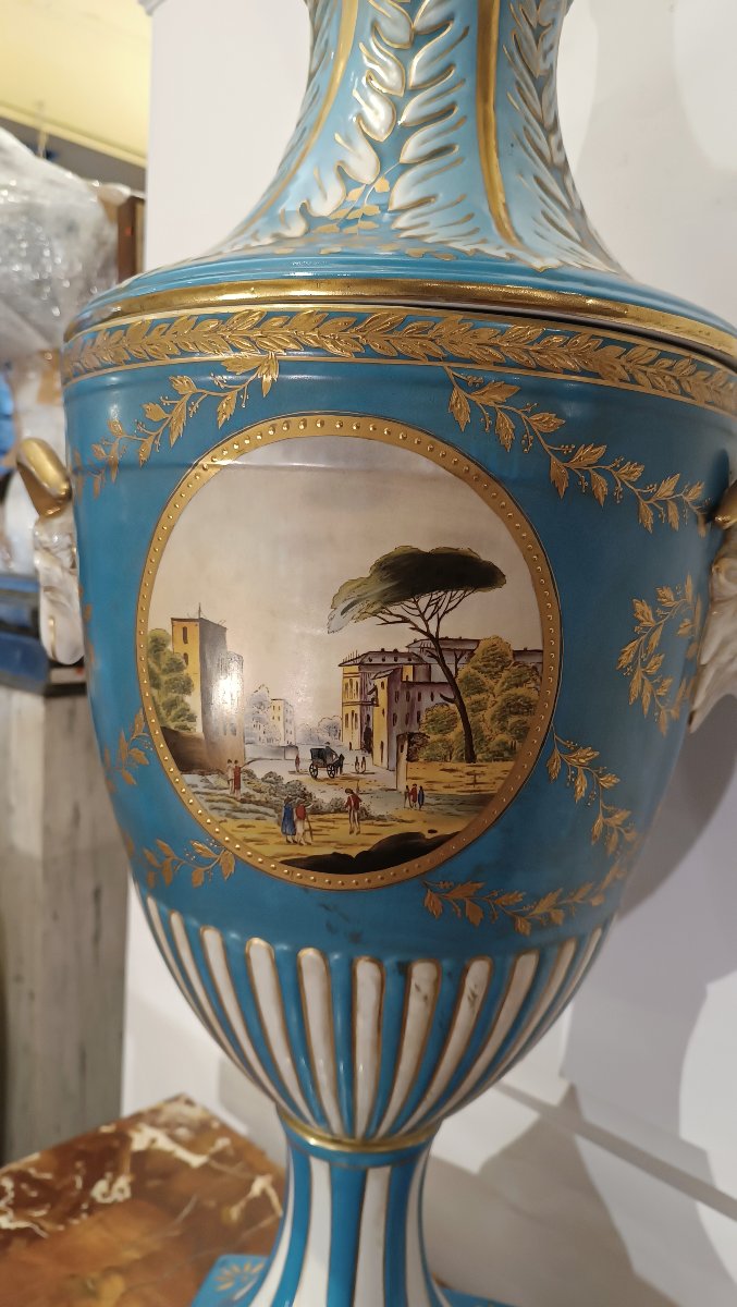 VASE EN PORCELAINE BLEUE SECONDE MOITIÉ DU 19ème SIÈCLE-photo-6