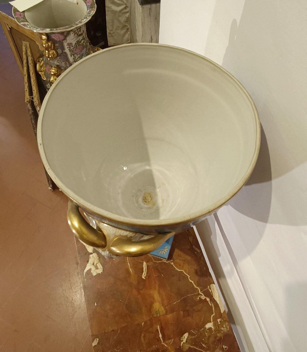 VASE EN PORCELAINE BLEUE SECONDE MOITIÉ DU 19ème SIÈCLE-photo-8