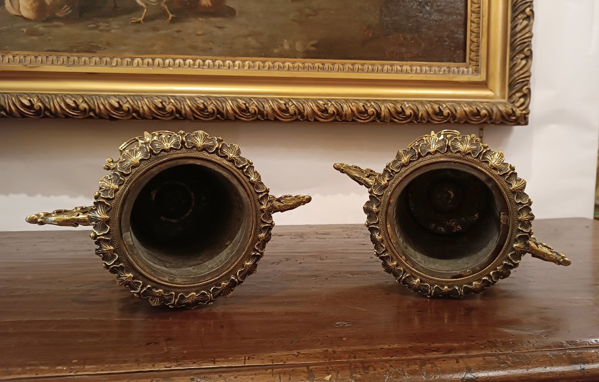 PAIRE DE VASES EN PORCELAINE ET BRONZE MILIEU DU 19ème SIÈCLE-photo-6