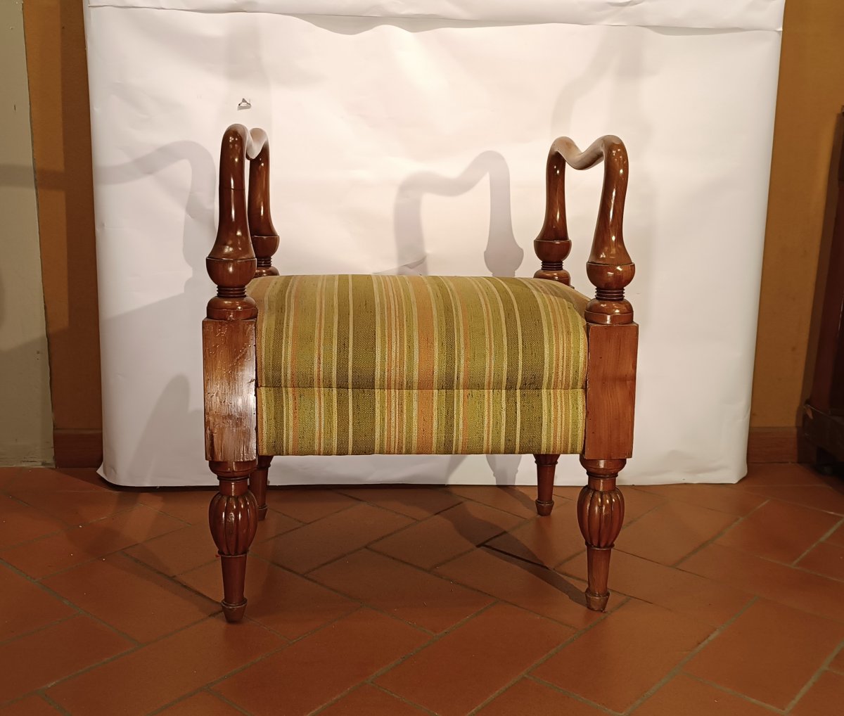 Sgabello Biedermeier Meta' XIX Secolo-photo-3