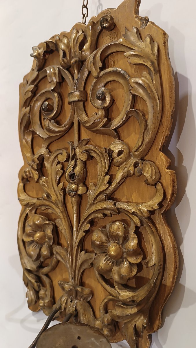 Late 18th Century Pair Of Gilded Wood Wall Lights-photo-2