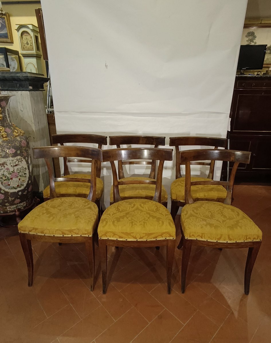 SIX CHAISES DIRECTOIRE EN NOYER SECONDE MOITIÉ DU 18ème SIÈCLE-photo-2