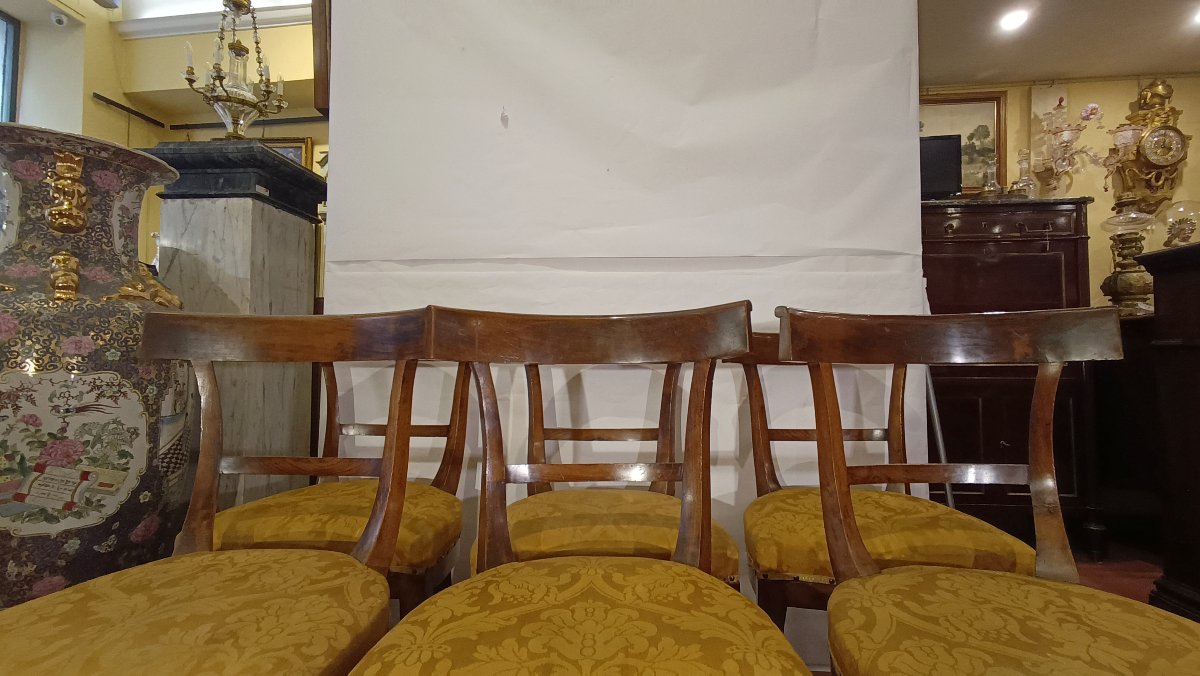SIX CHAISES DIRECTOIRE EN NOYER SECONDE MOITIÉ DU 18ème SIÈCLE-photo-1