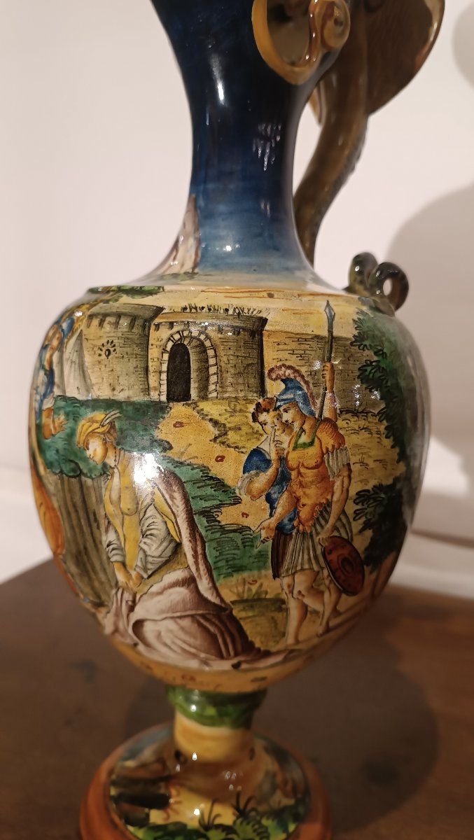 Pair Of Urbino's Historically Decorated Pourers Second Half Of The 19th Century-photo-2