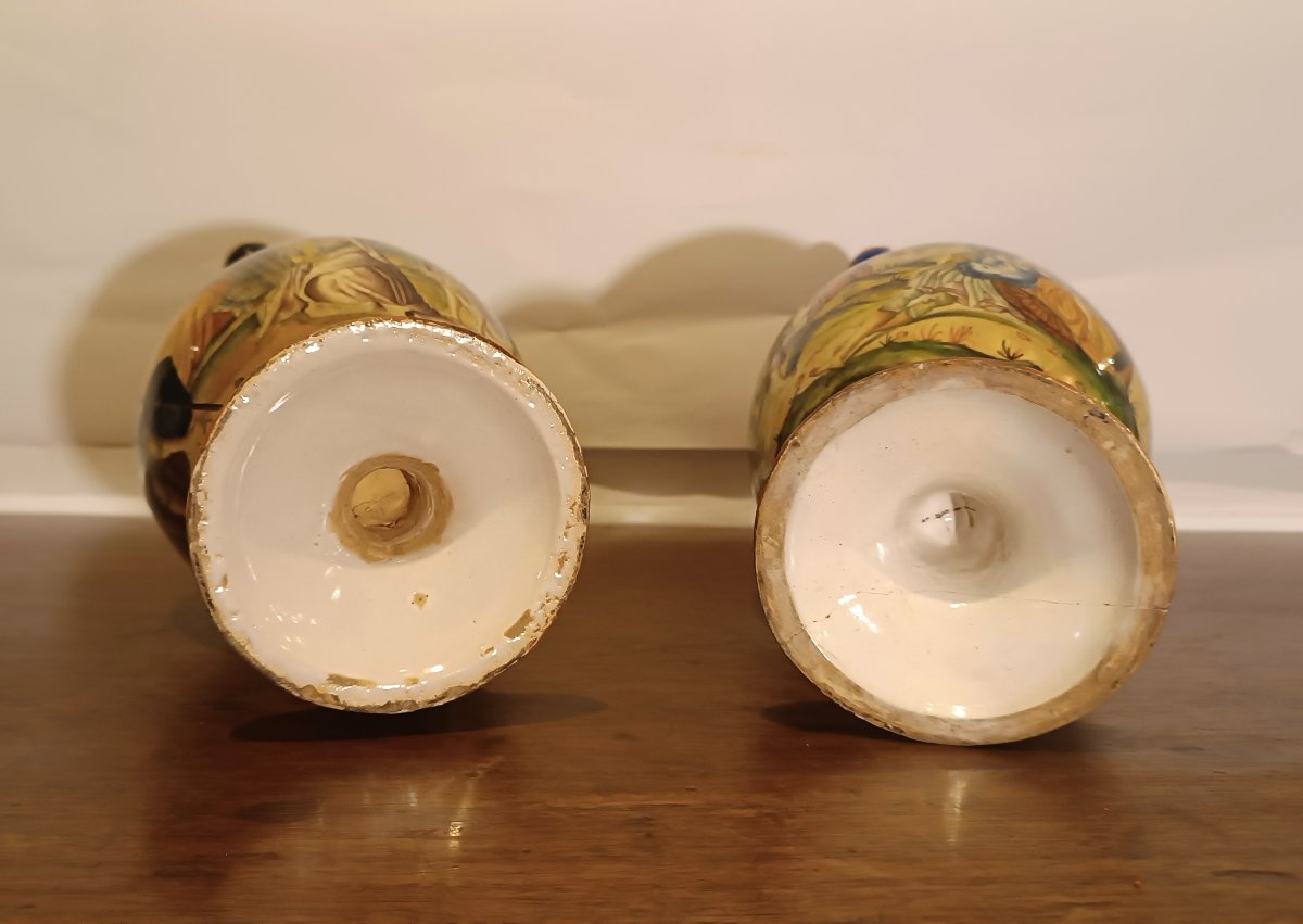 Pair Of Urbino's Historically Decorated Pourers Second Half Of The 19th Century-photo-3
