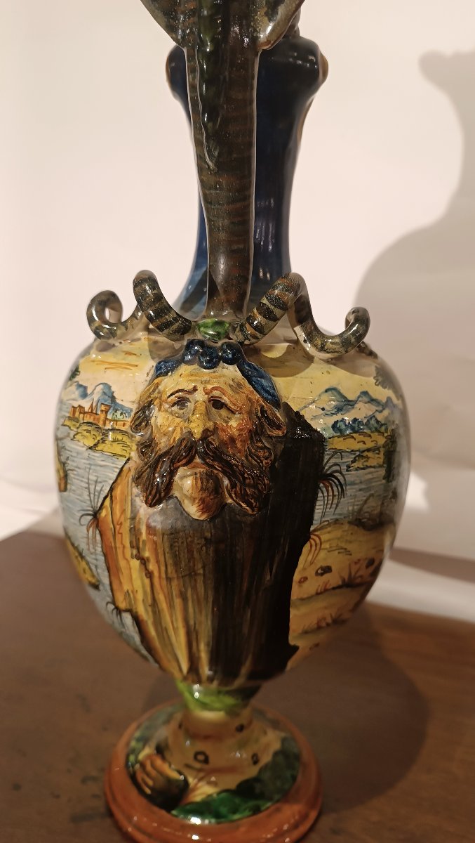 Pair Of Urbino's Historically Decorated Pourers Second Half Of The 19th Century-photo-2