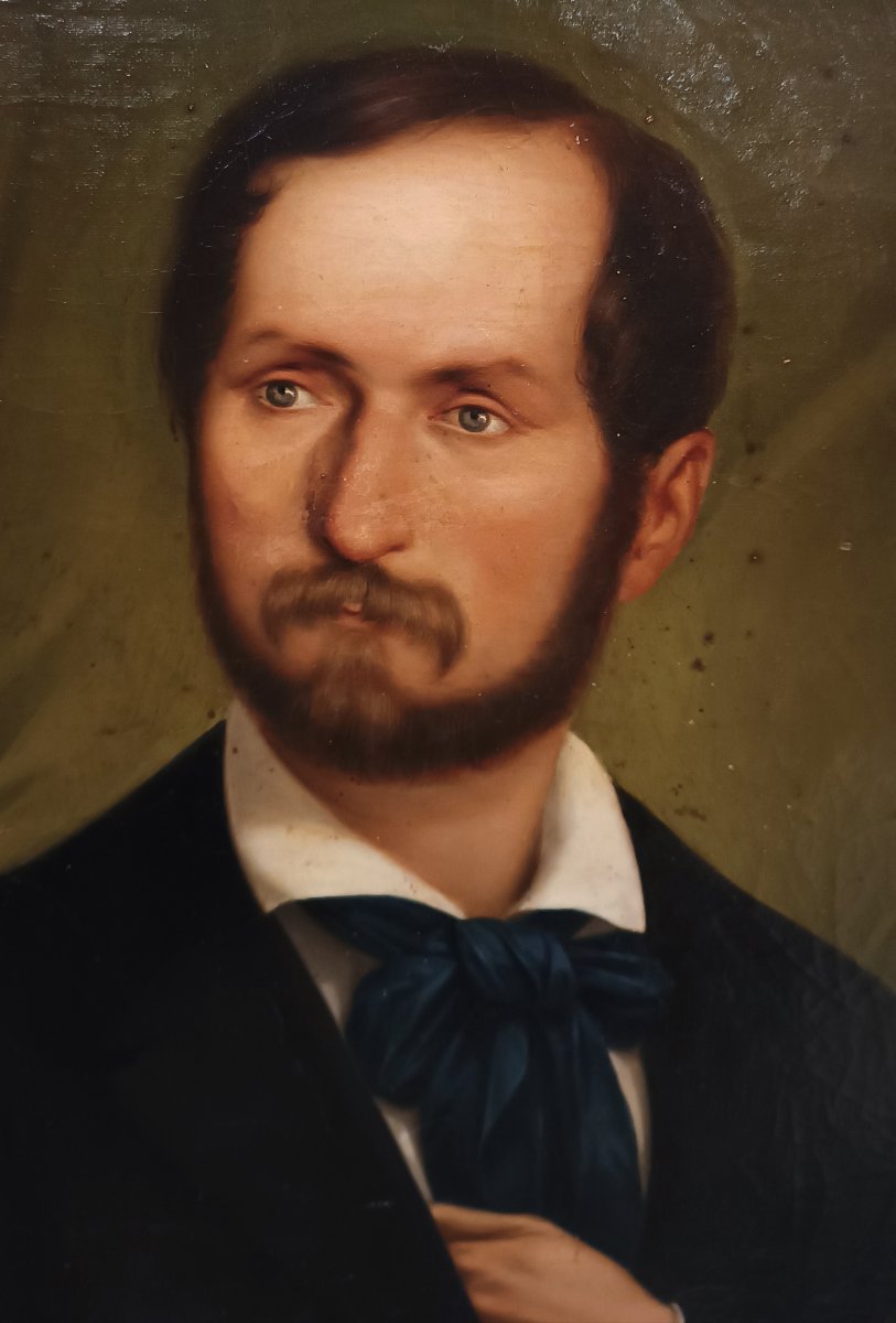 PORTRAIT D'UN GENTLEMAN MILIEU DU 19ème SIÈCLE-photo-2