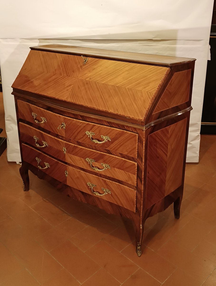 COMMODE À TIROIRS RABATTABLE PLAQUÉE FIN DU 19ème SIÈCLE -photo-1