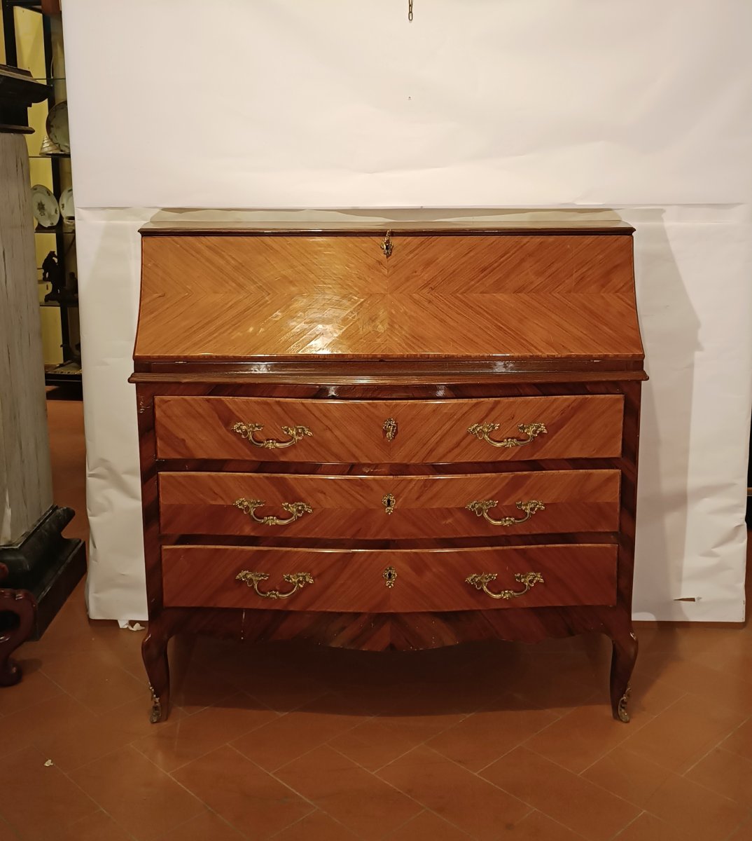 COMMODE À TIROIRS RABATTABLE PLAQUÉE FIN DU 19ème SIÈCLE -photo-2