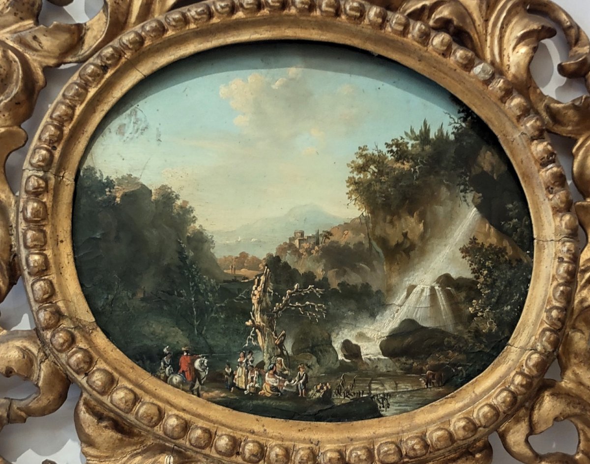  Early 19th Century Pair Of Landscapes In Oil On Panel -photo-4