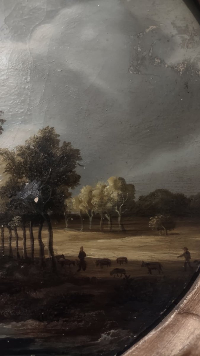  Early 19th Century Pair Of Landscapes In Oil On Panel -photo-5