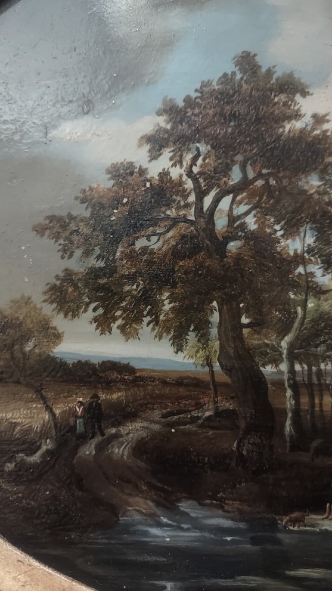  Early 19th Century Pair Of Landscapes In Oil On Panel -photo-6