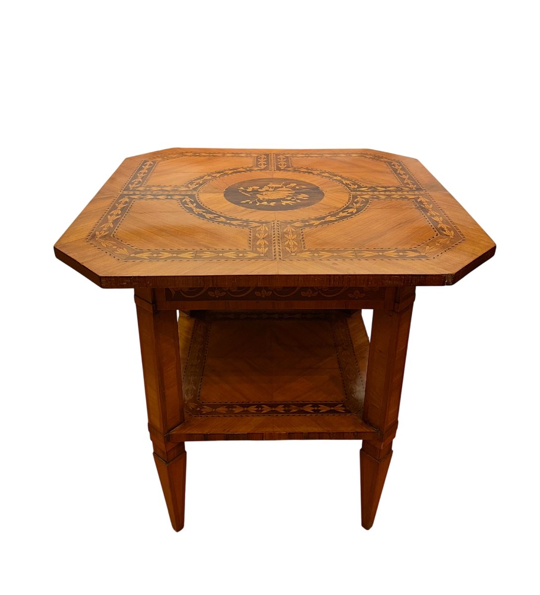 PETITE TABLE MARQUETÉE DE STYLE LOUIS XVI SECONDE MOITIÉ DU 19ème SIÈCLE