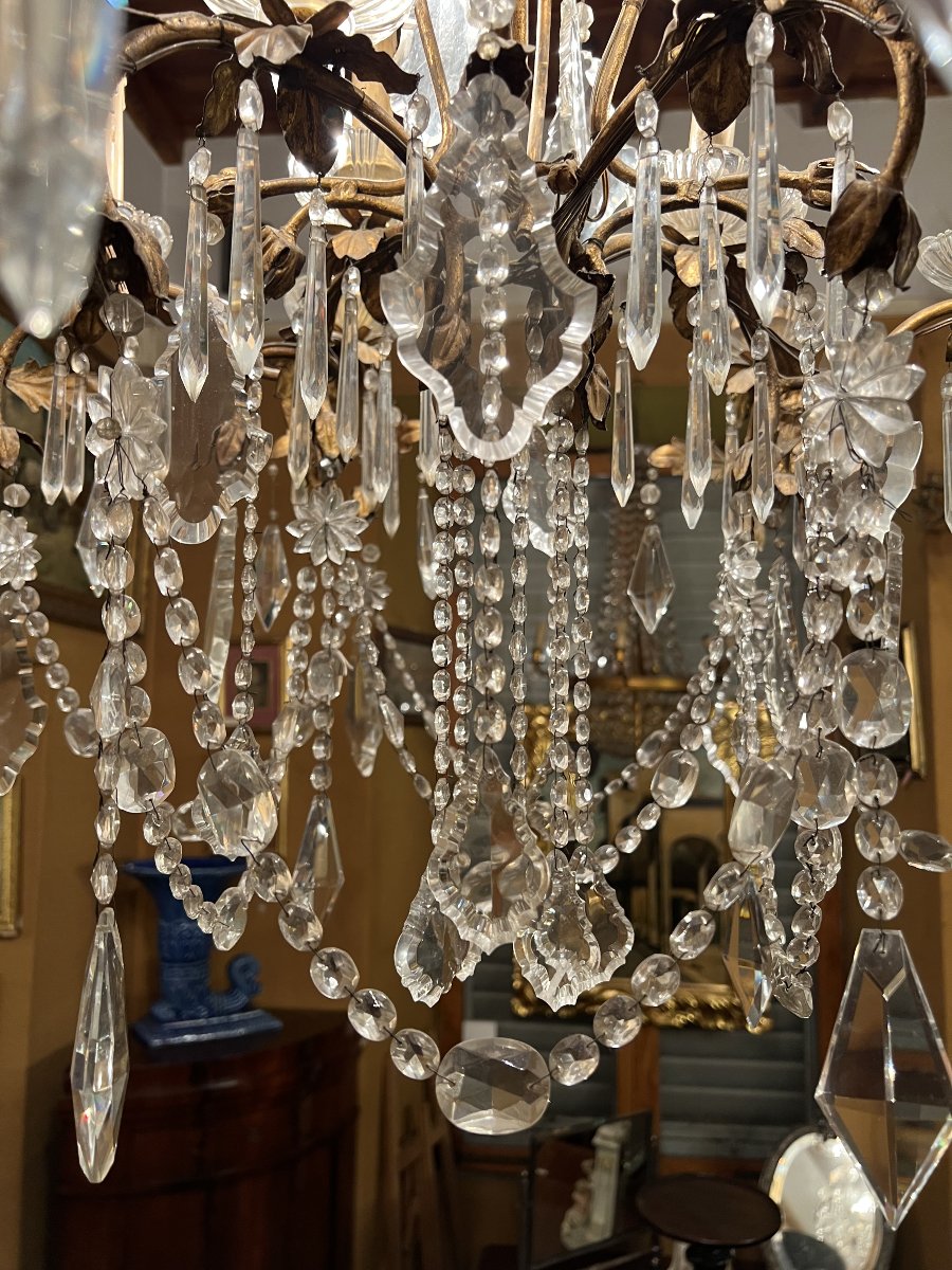 LUSTRE EN BRONZE ET CRISTAUX FIN DU 19ème SIÈCLE-photo-4