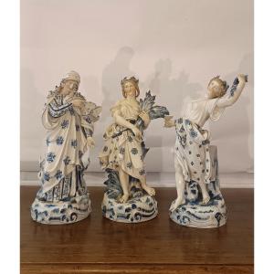 TROIS FIGURINES DES SAISONS EN PORCELAINE DE RAUENSTEIN MILIEU DU 19ème SIÈCLE
