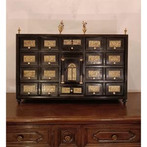 Late 18th Century Ebonized Wood Coin Cabinet