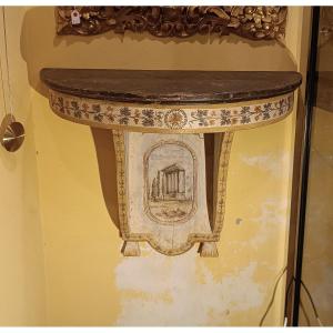 PETITE CONSOLE MURALE LAQUÉE ET PEINTE MILIEU DU 19ème SIÈCLE