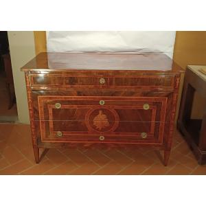 Late 18th Century Neoclassical Veneer And Inlaid Chest Of Drawers