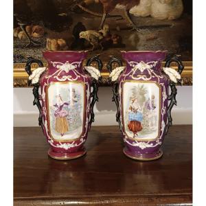 Second Half Of The 19th Century Pair Of Purple Vases