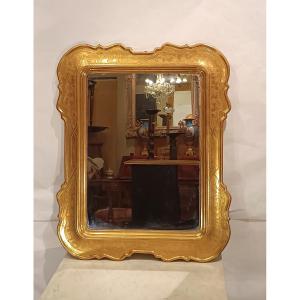 MIROIR EN BOIS DORÉ ET GRAVÉ DÉBUT DU 20ème SIÈCLE